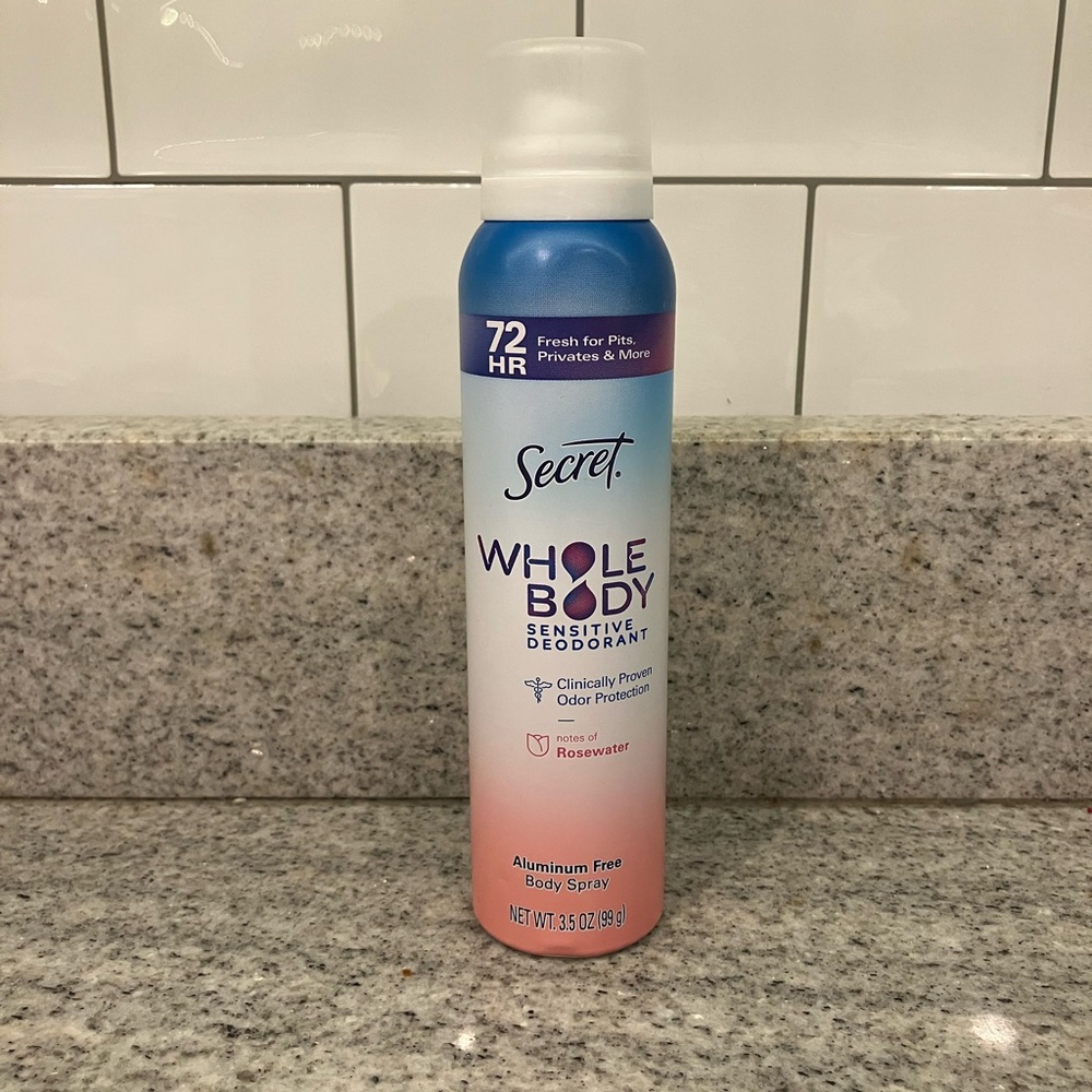 Secret Whole Body Deodorant Spray Rosewater Aluminum Free 3.5 oz